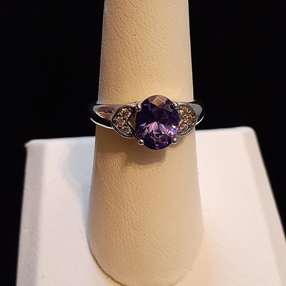 Diamond Candle cocktail ring purple cz 8
